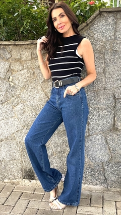 Calça jeans wide leg na internet