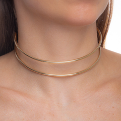 COLAR CHOKER DUAS FILEIRAS BANHADO A OURO