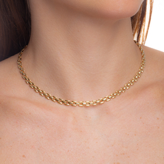 COLAR CHOKER CORRENTE RELÓGIO I BANHADO A OURO