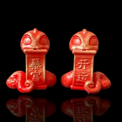 Figuras Feng Shui – Set de Serpientes de la Prosperidad en Rojo y Dorado - Alma Buddha