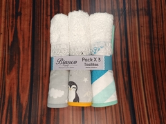 Toallitas Pack X3 ROSA Y CORAL - Bianco Blanqueria para bebés