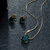 Conjunto gota pedra verde banhado a ouro 18k - 43553259