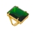 Anel retangular com pedra grande verde banhado a ouro 18k - 38781049