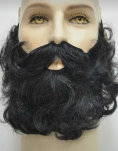 Barba e bigode de fio Sintético Nacional modelo costurada com elástico