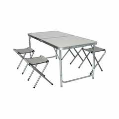 MESA CAMPING ALUMINIO PLEGABLE CON BANQUETAS