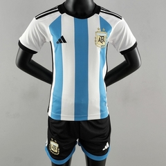 Kit Infantil Seleção Argentina I 2022/23 Azul/Branca Adidas