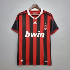 Camisa AC Milan Retrô 09/10 Torcedor Adidas Masculino - Preto e Vermelho