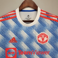 Camisa Manchester United Away 21/22 Masculina Adidas - Azu e Branco - loja online