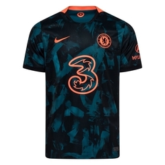 Camisa Chelsea 3 21/22 Torcedor Nike Masculina - verde, Azul marinho e Salmão