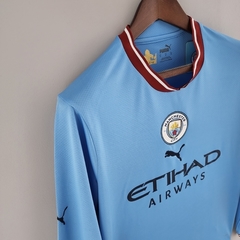 Camisa Manchester City I 22/23 Manga Longa Masculina - Azul na internet