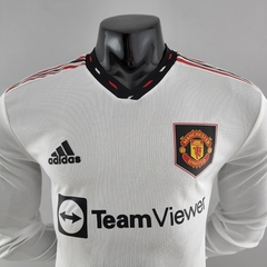 Camisa Manchester United Manga Longa 22/23 Jogador Adidas Masculina - Branca - Lux Esports - Camisas de Futebol