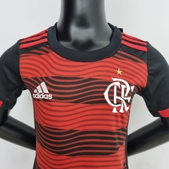 Kit Infantil Flamengo I 22/23 -Adidas - Vermelho e Preto - Lux Esports - Camisas de Futebol