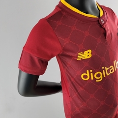 Kit Infantil Roma I 2022/23 - Vermelha NB - Lux Esports - Camisas de Futebol