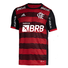 Camisa Flamengo l 22/23 C/ Patrocínios Torcedor Adidas Masculino - Vermelho e Preto