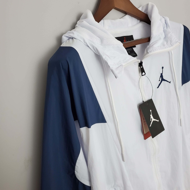 Jaqueta Corta Vento Jordan 2022 Branco e Azul