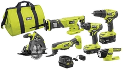 RYOBI P1819 18V One+ Kit combinado de iones de litio (6 herramientas)