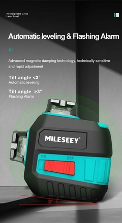 MiLESEEY Nivel láser, autonivelante 3 líneas láser de cruz verde 360, 3 ajustes de brillo con batería recargable tipo C y soporte magnético en forma de L y estuche incluido - comprar online