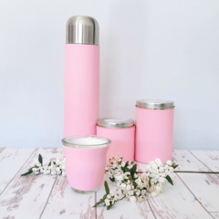 Set latas lisas pastel con termo de acero