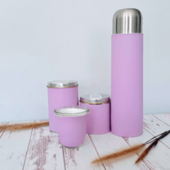 Set latas lisas pastel con termo de acero - comprar online