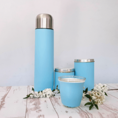 Set latas lisas pastel con termo de acero - Mates y Bombillas del Sur