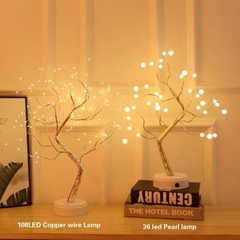 Luminária/Luz Noturna LED de Mesa Criativa de Árvore de Fio de Cobre a Pilha ou USB Decorativa de Quarto/Casa