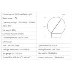 Imagem do Tuya Smart WiFi Table Lamp, Lâmpada de Mesa.