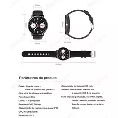 Smartwatch Zwear ZW02 Pro Bt 5.2 Android Ios Tela 1.3 Preto - A prova d' água - comprar online