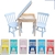 Conjunto Mesa Infantil kit Mdf 60x60 Com Baú com 2 Cadeira Cadeirinha Infantil Colorida Espanha Lisa