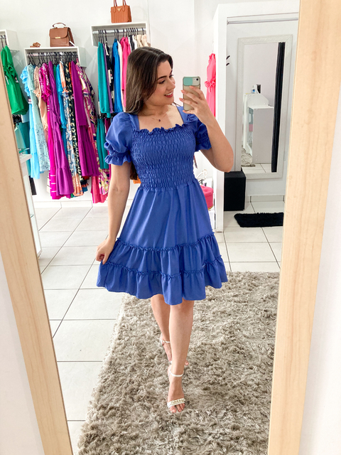 VESTIDO XADREZ VICHY AZUL - Comprar em LouitaStore