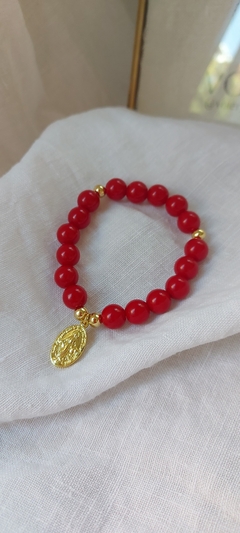 Imagen de Pulsera Jade rojo Virgencita Protectora