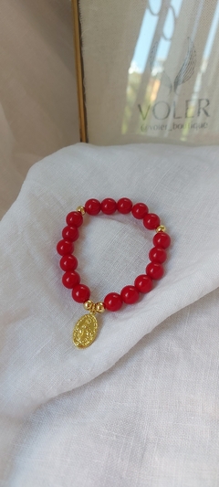 Pulsera Jade rojo Virgencita Protectora - tienda online