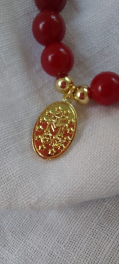 Pulsera Jade rojo Virgencita Protectora - comprar online