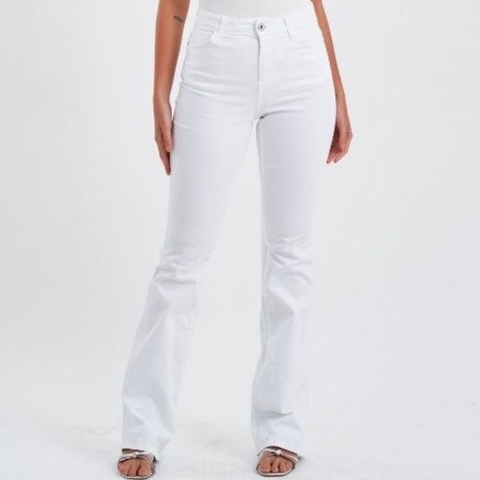 White Flare Denim Jeans High Rise