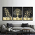 Trio de Quadros Árvore da Vida Dourada - comprar online