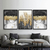 Trio de Quadros Abstrato Folhas Gold e Black