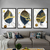 Trio de Quadros Abstrato Folhas Gold e Fundo Mármore - comprar online