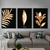 Trio de Quadros Folhas Gold Fundo Preto - comprar online