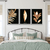 Trio de Quadros Folhas Gold Fundo Preto - AND Decora