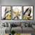 Trio de Quadros Abstrato Flor Gold e Splash Dourado - comprar online