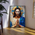 Quadro Decorativo Jesus Cristo Abstrato Detalhe azul - comprar online