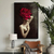 Quadro Decorativo Modelo Mulher Floral Flor Vermelha