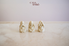 Escultura Mini Buda - Bege (Kit 3 Pcs)