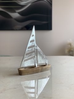 Escultura Wood - Barco Sailboat - Prata - comprar online