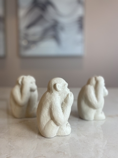 Escultura Macaco - Branco - (Kit 3 Pcs) - CASA MABÔ