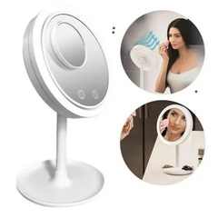 Espelho Maquiagem Led Ventilador Touch Screen, Beleza Usb-5x