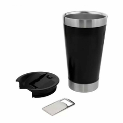 Copo Térmico Conserva Aço Inox 500ml C/Tampa Abridor Cerveja PRETO / U na internet