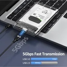 SSD/HDD - Case de alta velocidade, suporte para Hd Externo USB 3.0 para 2.5 Polegada - SATA2 3 - Com suporte de cabo 6TB HDD Enclosure