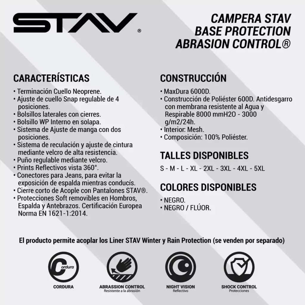 Campera STAV Negra y Fluor Con Protección Base Protection Abrasion Control  (SCBANV)