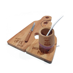 Set Bandeja CORAZON Mate Bombilla con Cuchillo