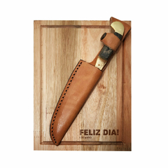 Tabla y cuchillo 12cm Inox 440 en Vaina PERSONALIZADO - Dia Del TRABAJADOR